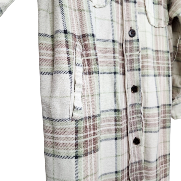 We The Free Ruby Plaid Shacket Pistachio Slouchy Oversize Longline Women Size XS - Picture 7 of 14